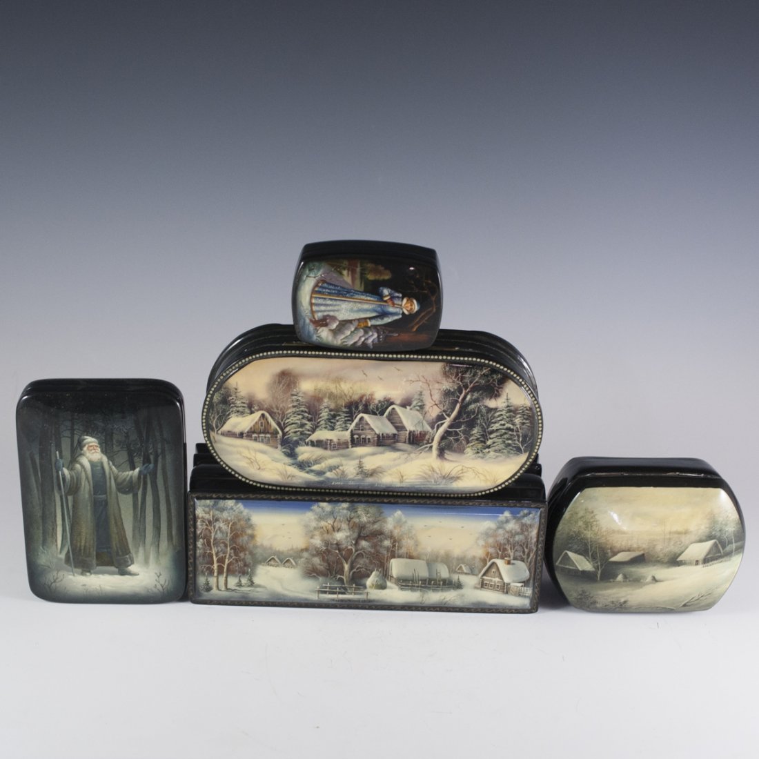 Russian Papier Mache Lacquered Boxes (1 of 10)