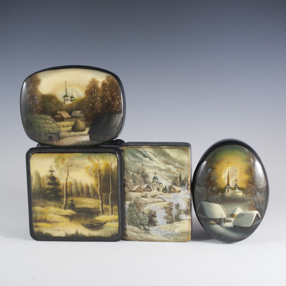 Russian Papier Mache Lacquered Boxes (1 of 9)
