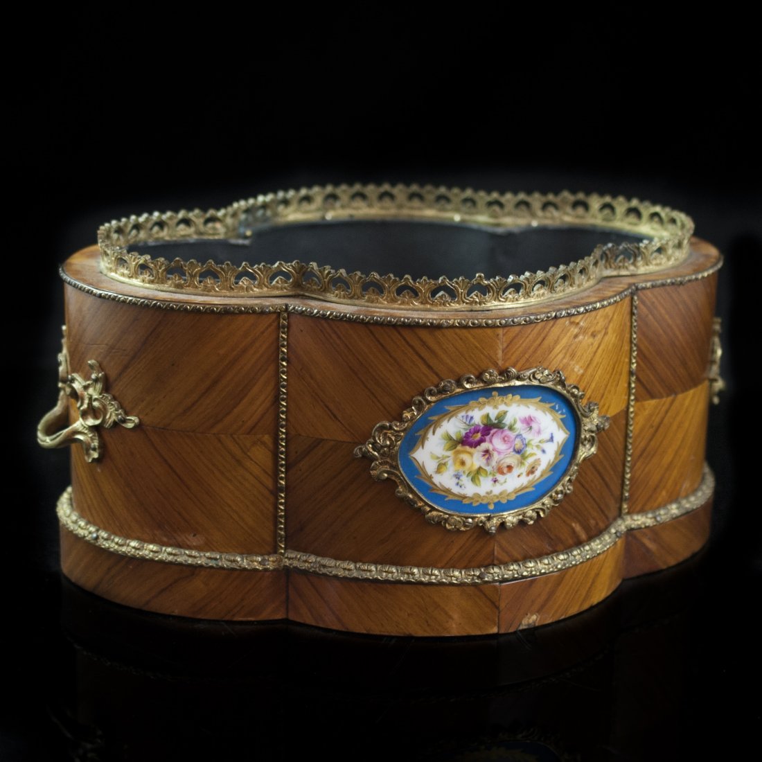 Dore Bronze & Porcelain Wooden Sevres Planter (1 of 5)