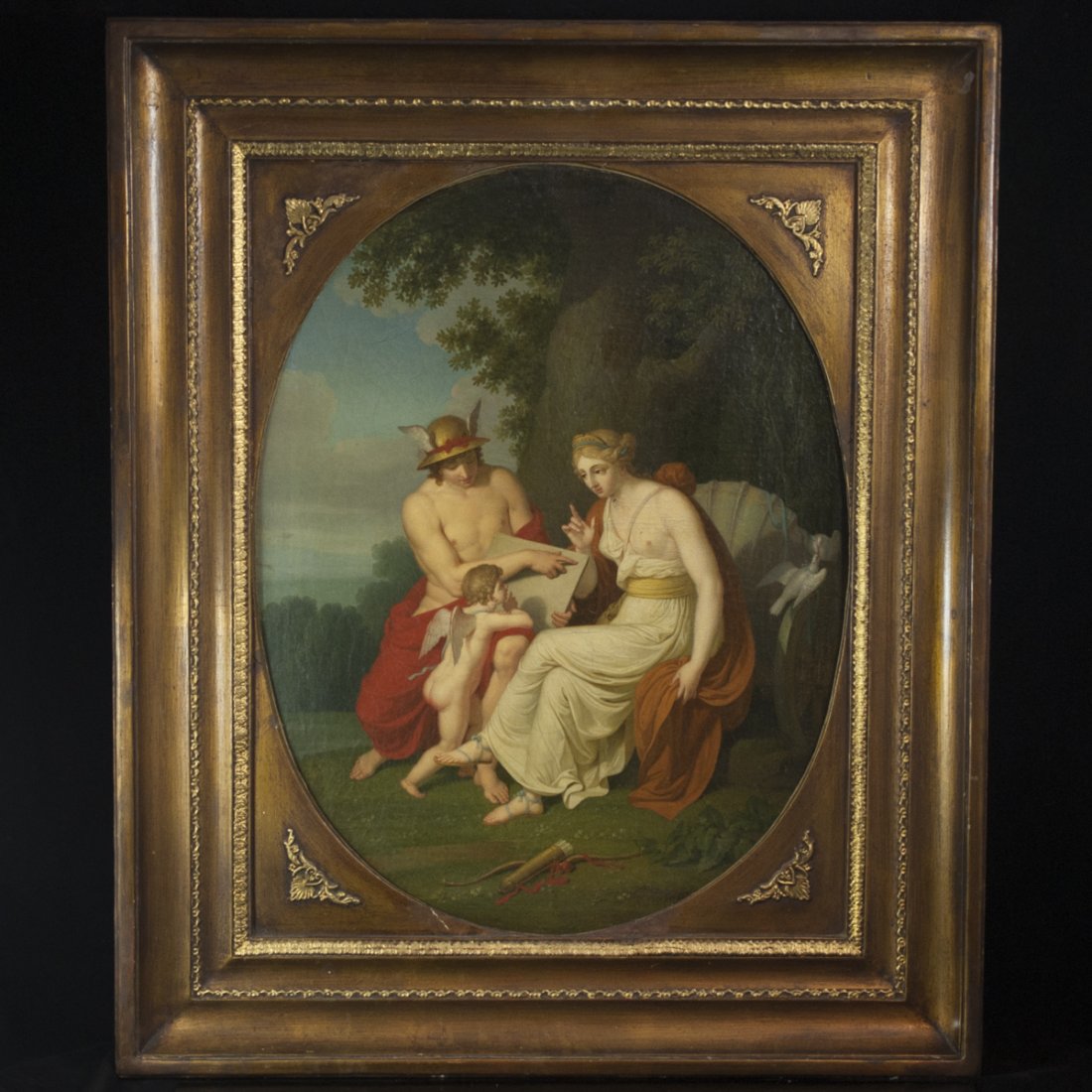 Antique Oil on Canvas Painting "School of Love" (1 of 4)