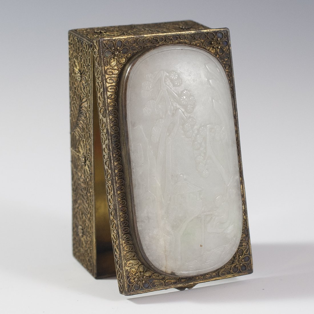 Chinese Brass & White Jade Box (1 of 5)