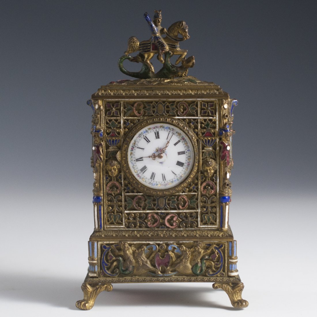 Austrian Bronze Enamel Clock (1 of 9)