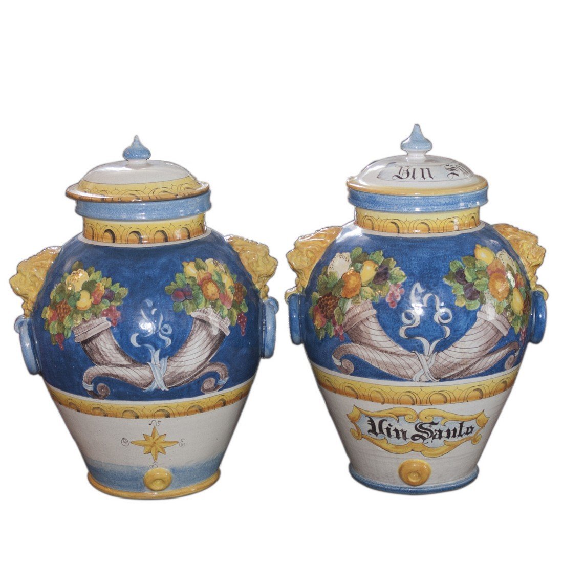 "Vin Santo" Large Majolica Urns (1 of 4)