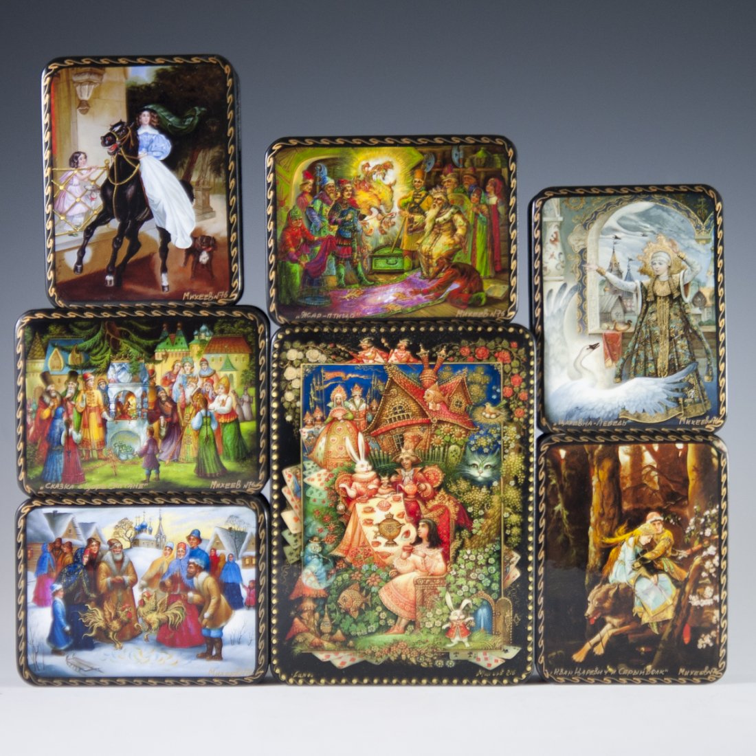Russian Lacqeured Papier Mache Boxes (1 of 8)