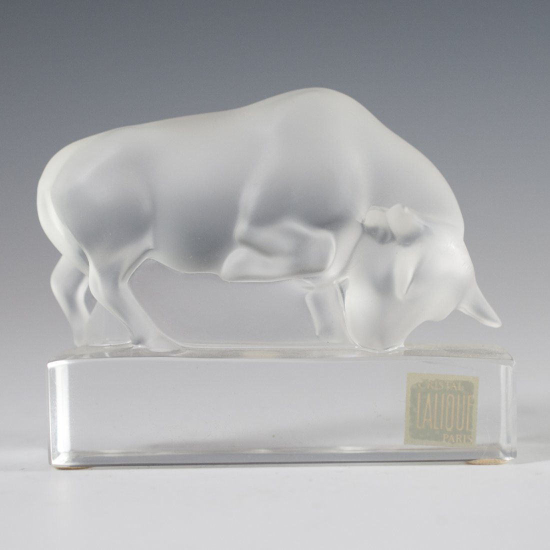 Lalique Frosted Crystal Bison Paperweight (1 of 4)