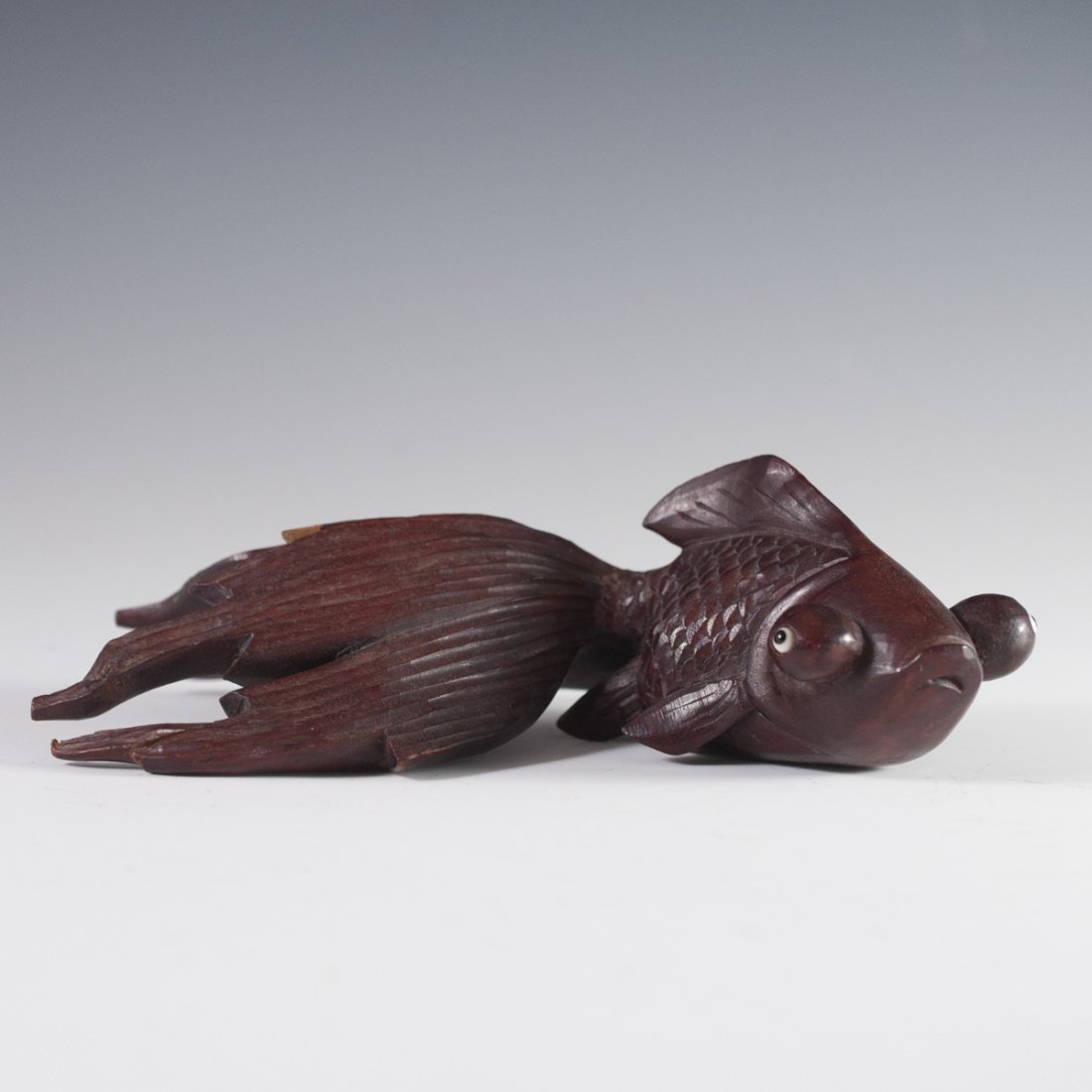 Vintage Japanese Rosewood Carved Koi Fish (1 of 3)