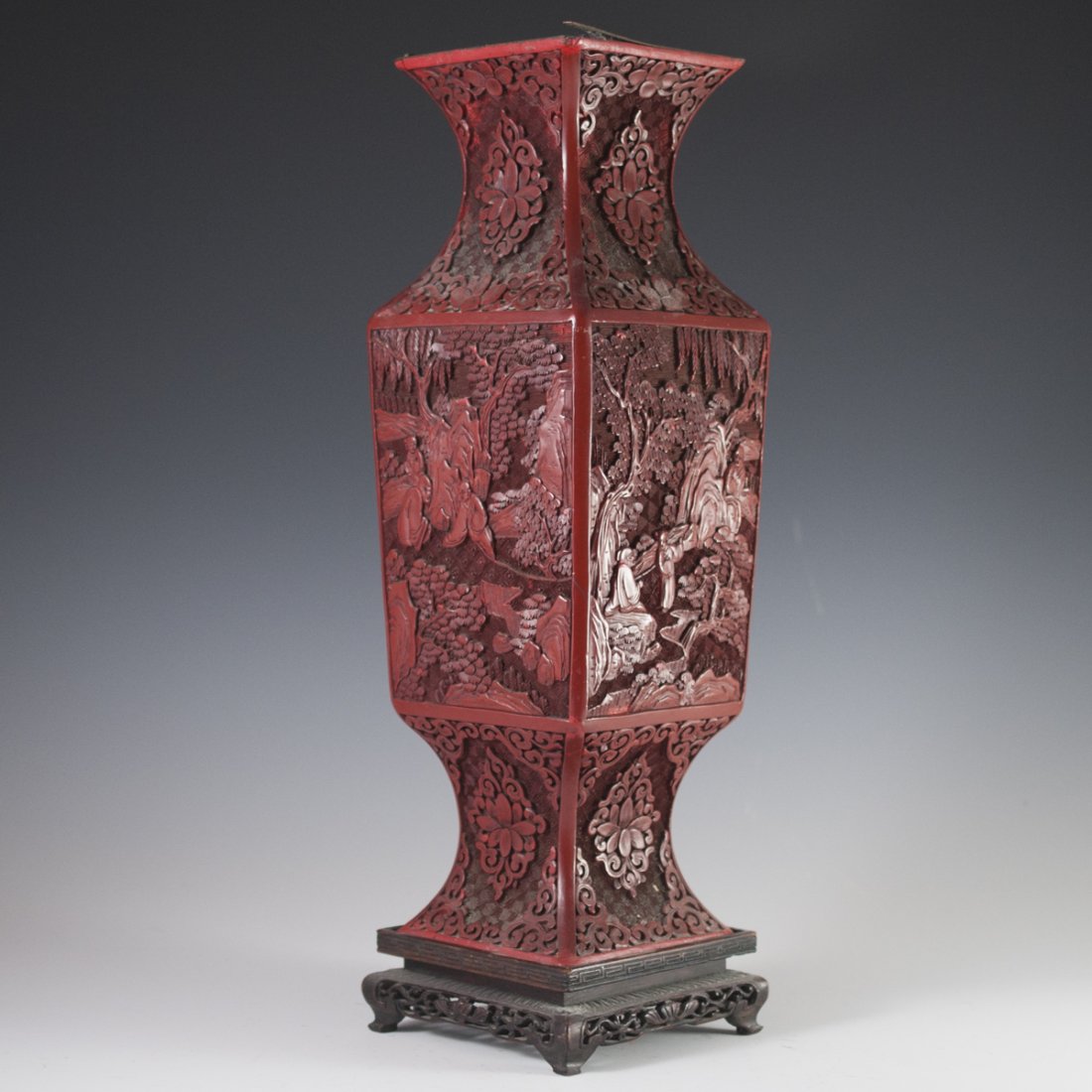 Carved Chinese Cinnabar Vase (1 of 5)