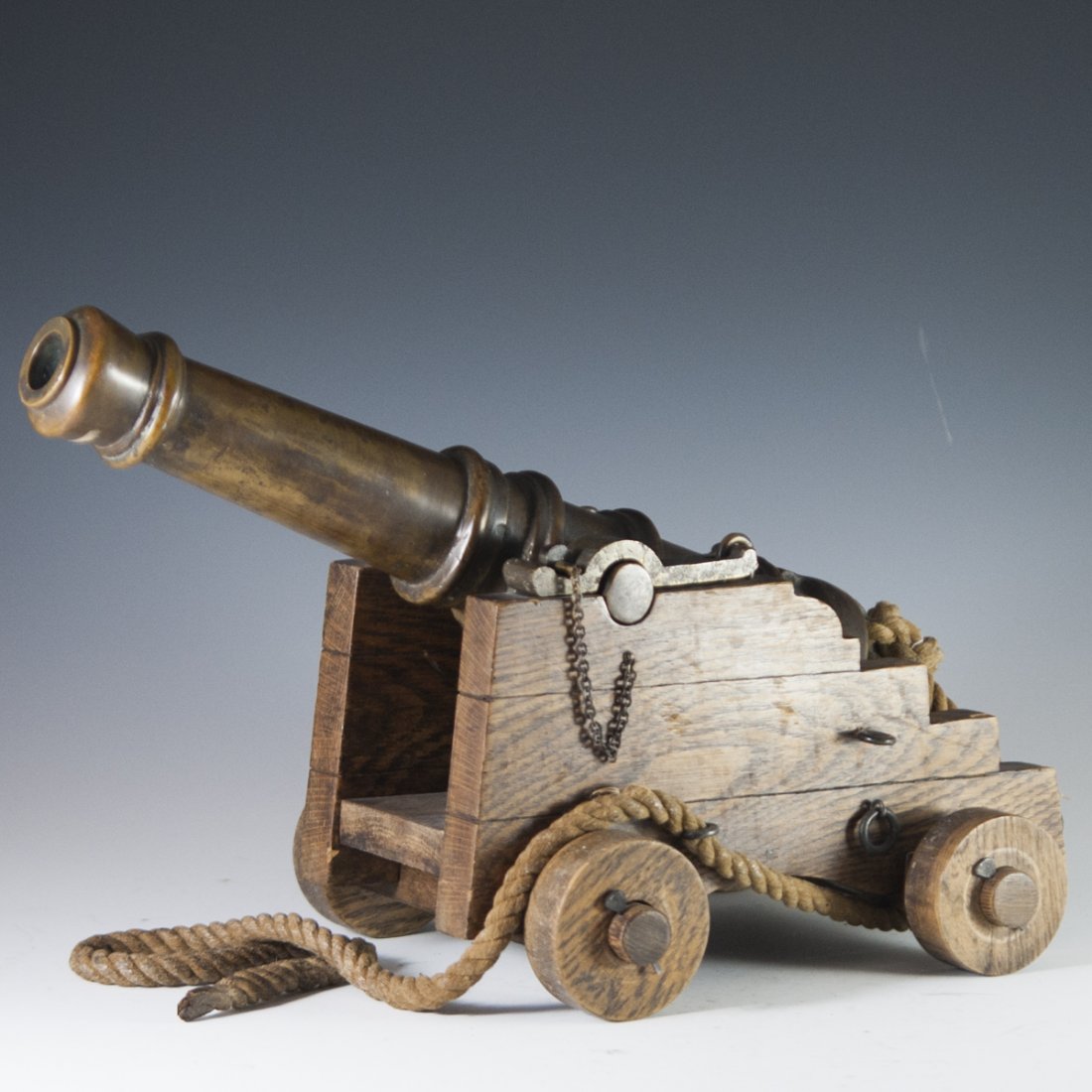 Antique Wooden & Bronze Cannon (1 of 5)