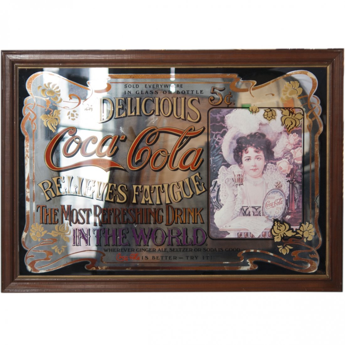 Antique Coca Cola Advertisement Mirror (1 of 4)