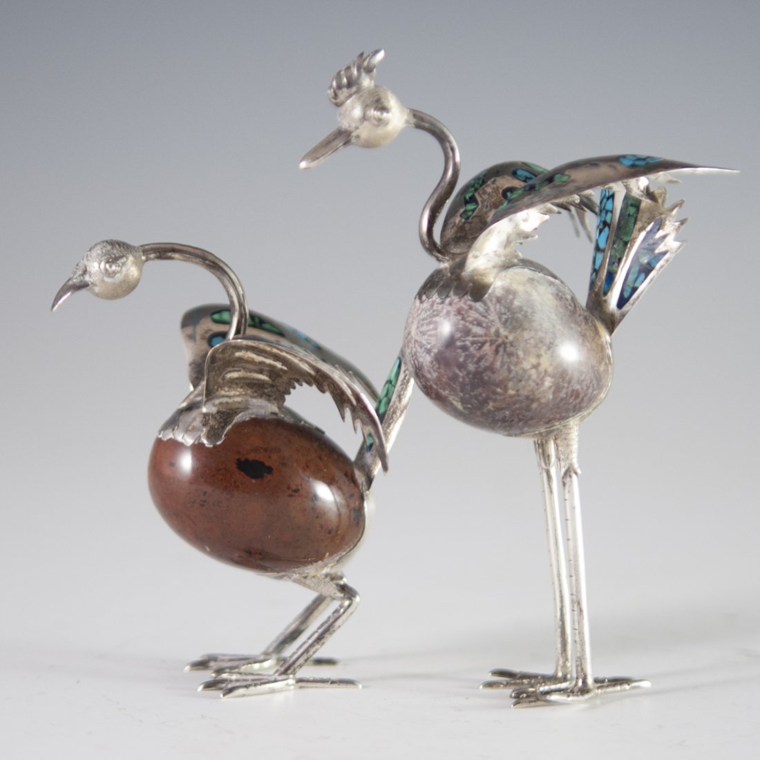 Mexican Sterling & Semi-Precious Stone Bird Figurines (1 of 4)