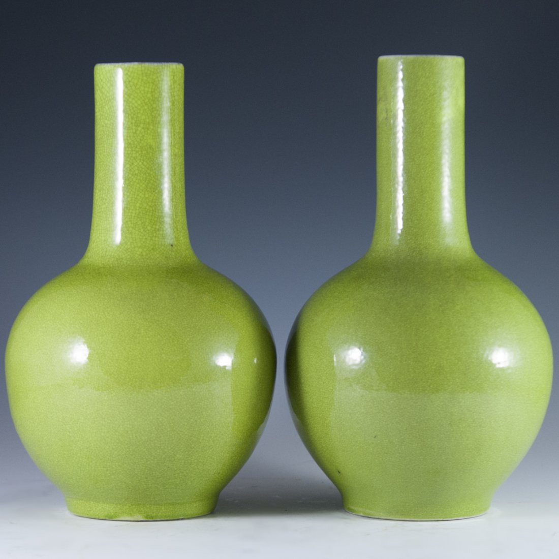 Chinese Porcelain Apple Green Bottle Vases (1 of 4)