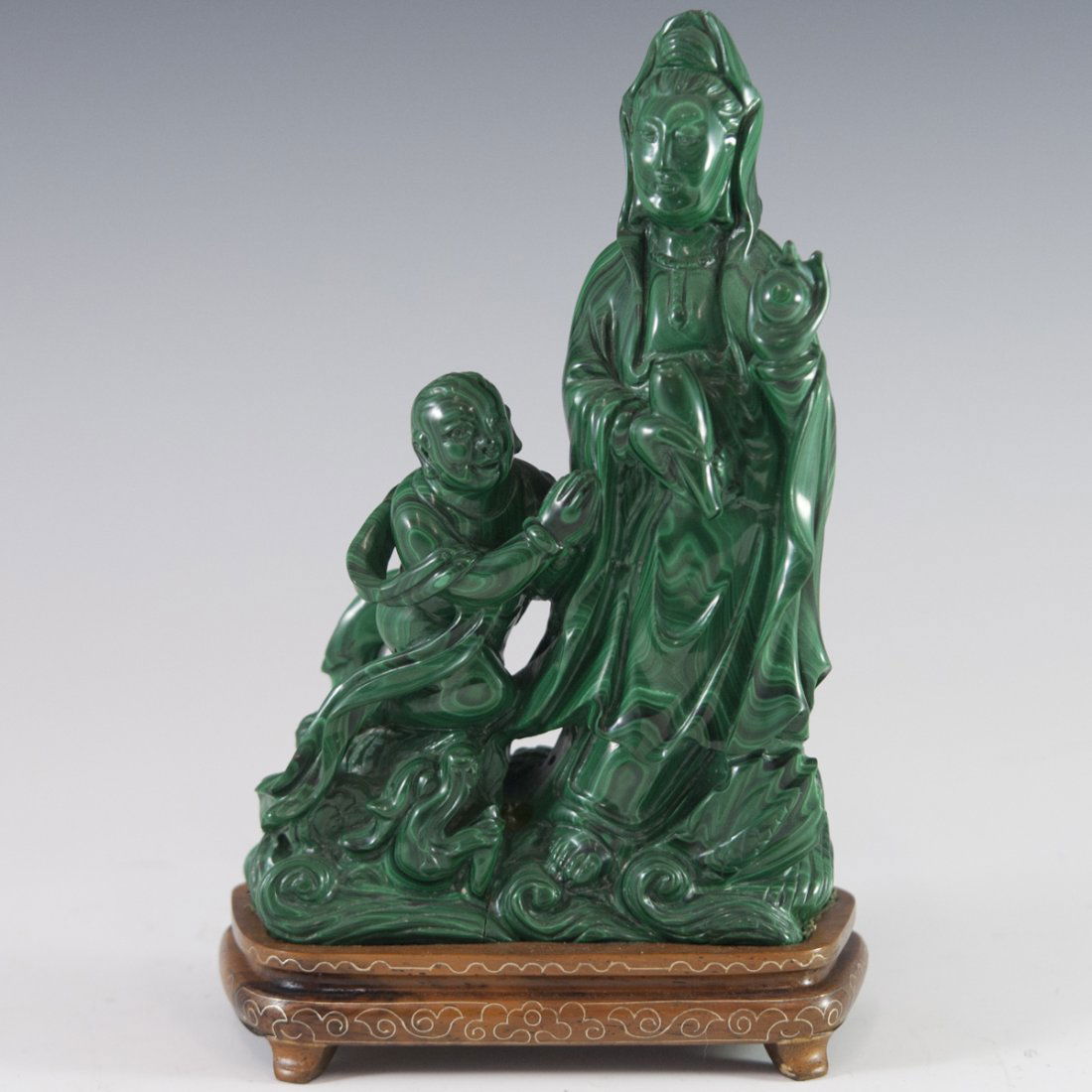 Carved Chinese Malachite Guanyin (1 of 7)