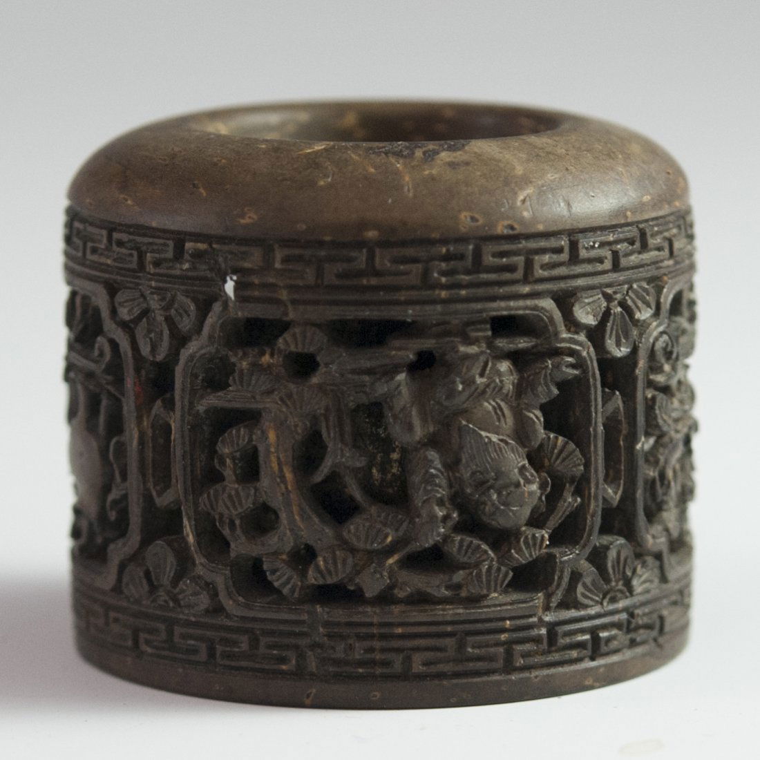 Carved Chinese Wooden Archer's Ring (1 of 3)