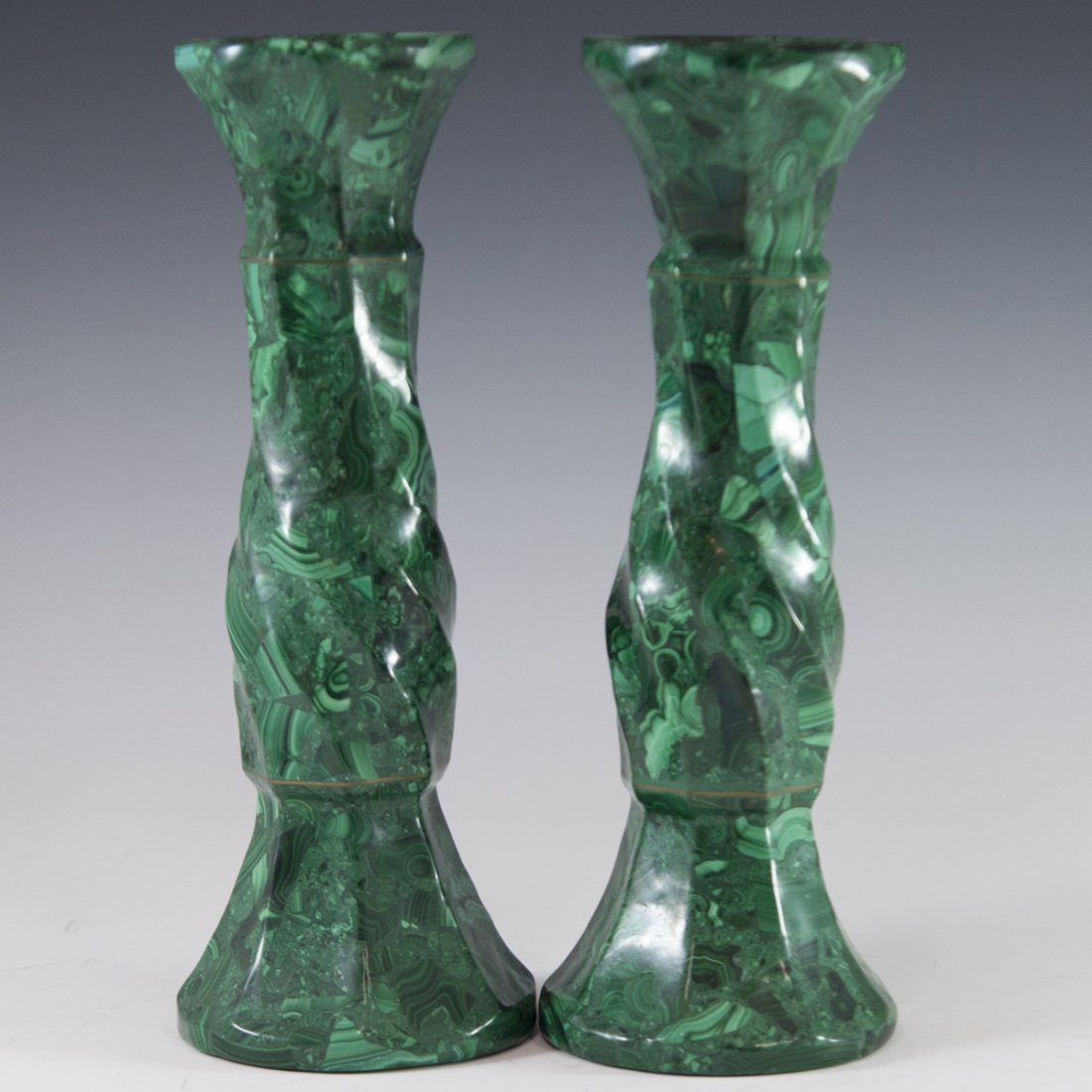 Carved Malachite Candlesticks (1 of 5)