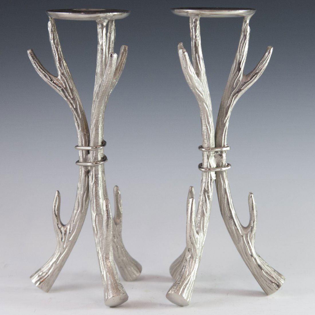 Silver Toned Iron Candle Sticks (1 of 3)