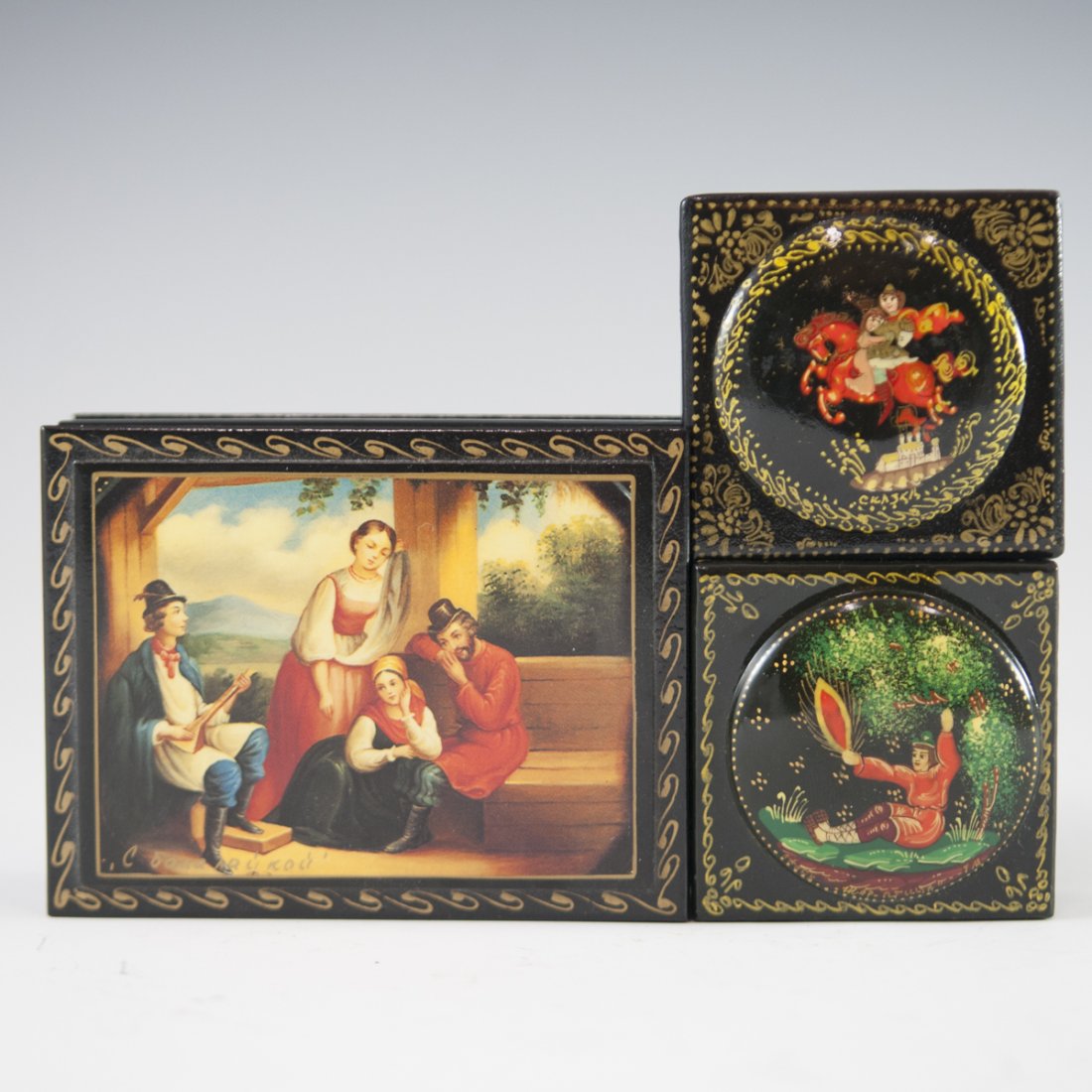 Russian Papier Mache Lacquered Boxes (1 of 5)