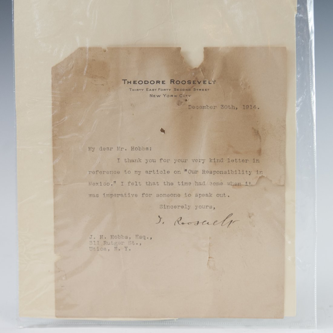 Theodore Roosevelt Signed Letter (1 of 3)
