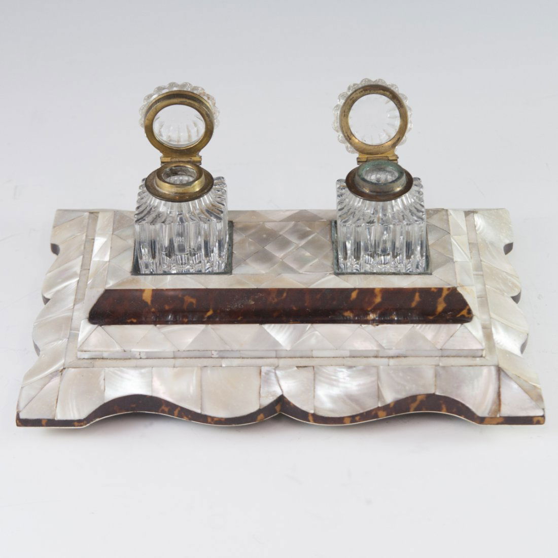 Victorian Mother of Pearl Inkwell Holder (1 of 5)