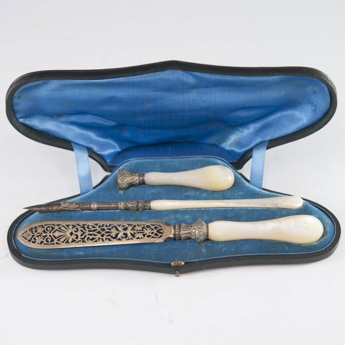 Victorian Silver Mother of Pearl Desk Set (1 of 5)