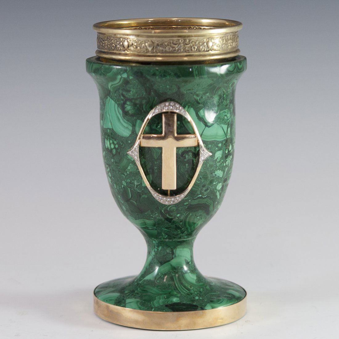 14kt Gold & Sterling Malachite & Diamond Chalice (1 of 5)