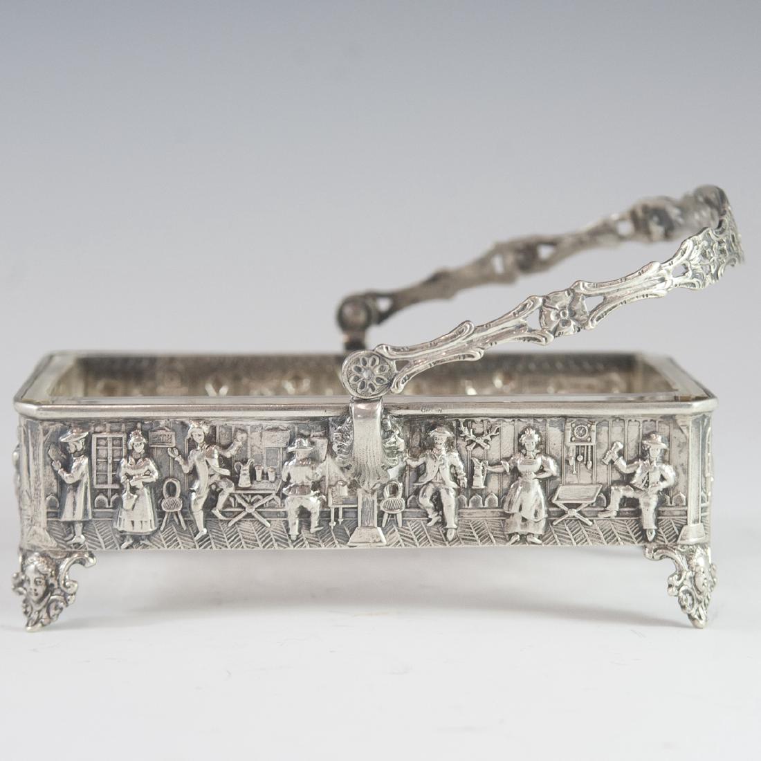 German Silver & Etched Glass Handled Tray (1 of 8)