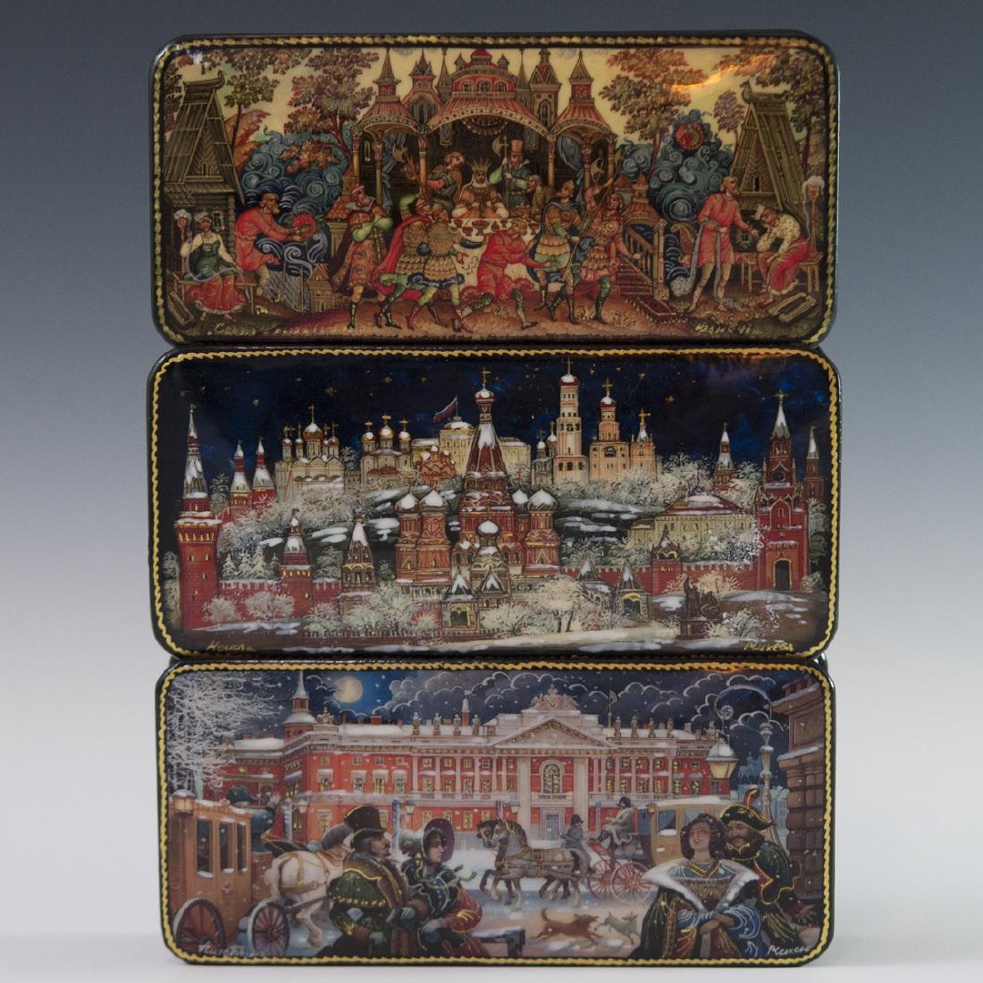 Russian Lacquered Papier Mache Boxes (1 of 6)