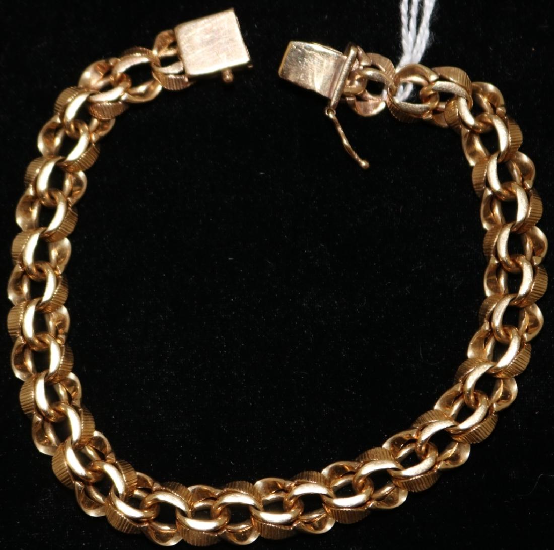 HEAVY 14KT. GOLD BRACELET, 9" LONG, 20 DWT.: **QUALIFIED BIDDERS ONLY**-GOLD, COINS AND JEWELRY- SHIPPING IS SUBJECT TO A 2 (TWO) WEEK WAITING PERIOD FOR CREDIT CARD OR CHECK PAYMENTS RECEIVED FROM BIDDERS WITHOUT SUBSTANTIAL BIDDING HISTORY. GO