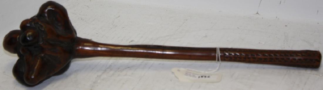 FIJI ISLANDS THROWING CLUB, MID-19TH C, MADE FROM: ROOTSTOCK WITH INTRICATE CARVING ON THE HANDLE, 17" LONG.