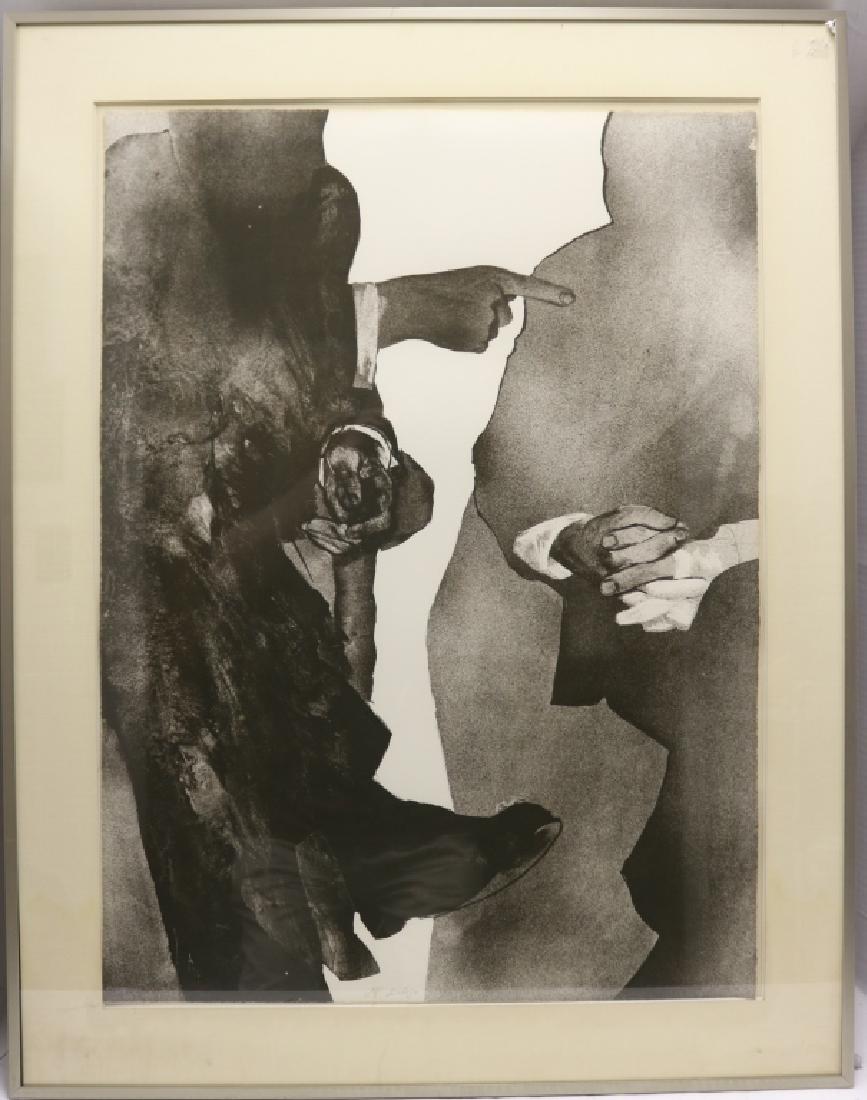 RAFAEL CANOGAR (1935), SERIGRAPH, LIMITED EDITION: #12/20, TITLED "EL DIALJO", SIGNED LOWER RIGHT. SIGHT SIZE 30" X 22", OVERALL 36 1/2" X 28 1/2", FRAMED. PURCHASED IN 1972.