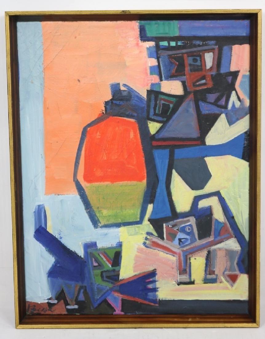 PETER BUSA (1914-1985, PENN, PROVINCETOWN, MA): OIL PAINTING ON CANVAS TITLED "ECLIPSE", SIGNED LOWER LEFT, SIGNED ON BACK AND ON STRETCHER, DATED 1939. SIGHT SIZE 19 1/2" X 15", OVERALL 21" X 16".