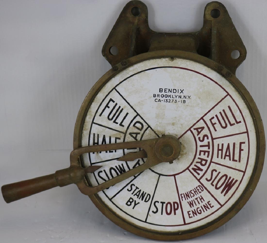 BENDIX BRASS ENGINE ORDER TELEGRAPH, WALL: MOUNTED, 15" HIGH, 17 1/2" WIDE, 12 1/2" D.
