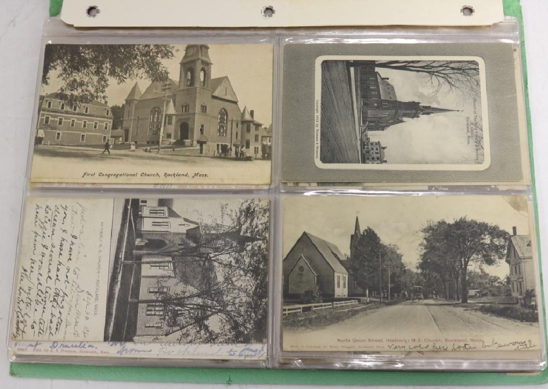46 ANTIQUE POSTCARDS FROM ROCKLAND, MASS. MANY: REAL PHOTO CARDS. FROM THE ESTATE OF MARILYN MCFARLANE.