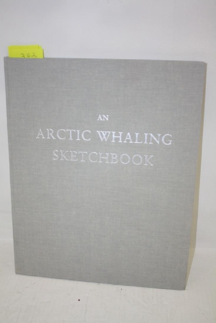 LARGE BOUND BOOK TITLED "AN ARCTIC WHALING: SKETCHBOOK" BY WILLIAM GILKERSON, PUBLISHED BY EDWARD LEFKOWICZ, FAIRHAVEN, MA 1983, LIMITED EDITION #100/120, WITH NUMEROUS INTERESTING ILLUSTRATIONS, 15 3/4" X 12 1/2".