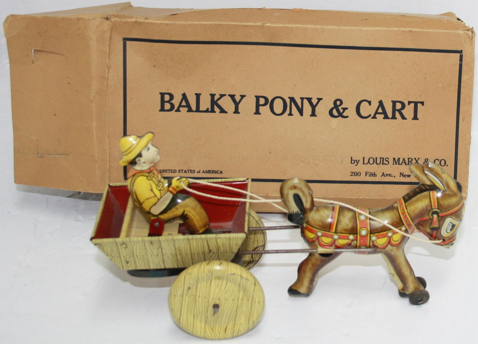 CA. 1930 MARX "BALKY PONY" TOY CART. TIN (1 of 5)