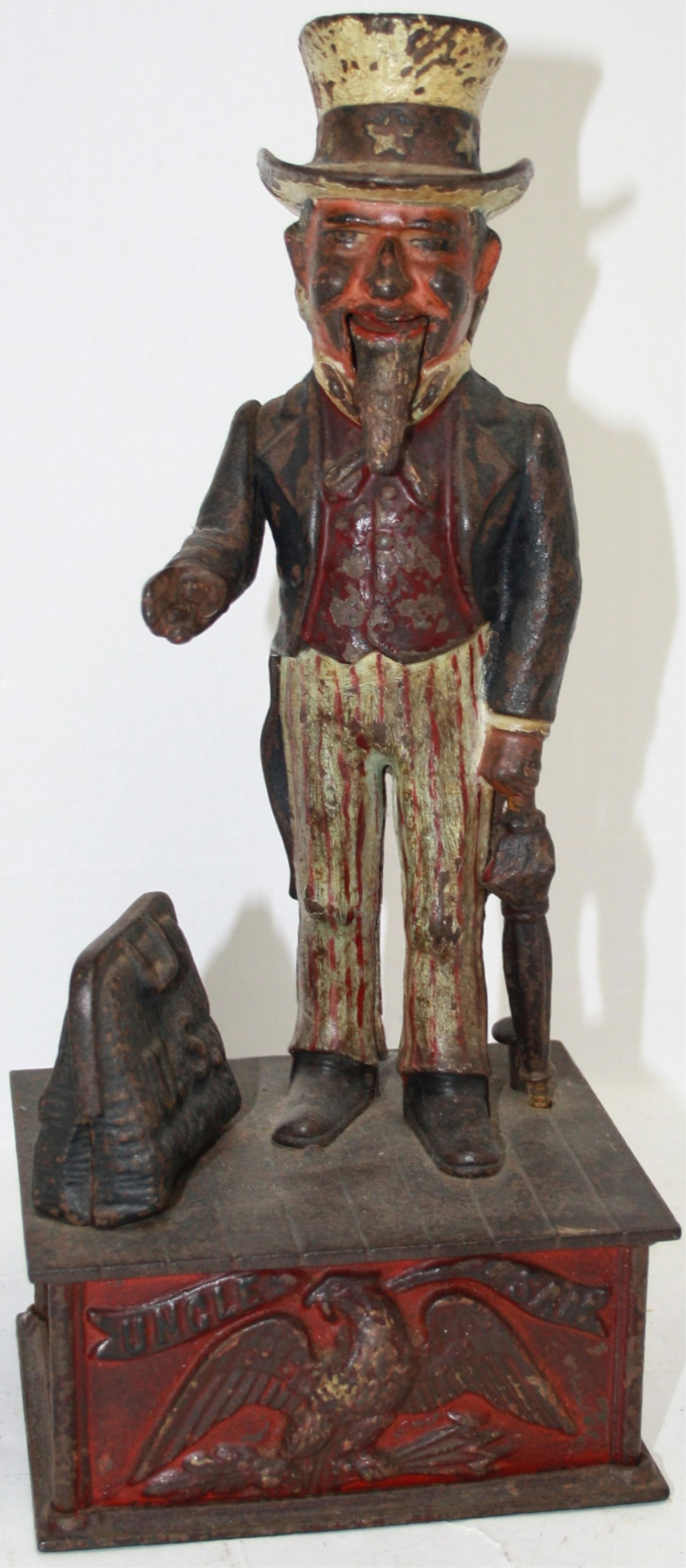 RARE CAST IRON UNCLE SAM MECHANICAL BANK, PAT.