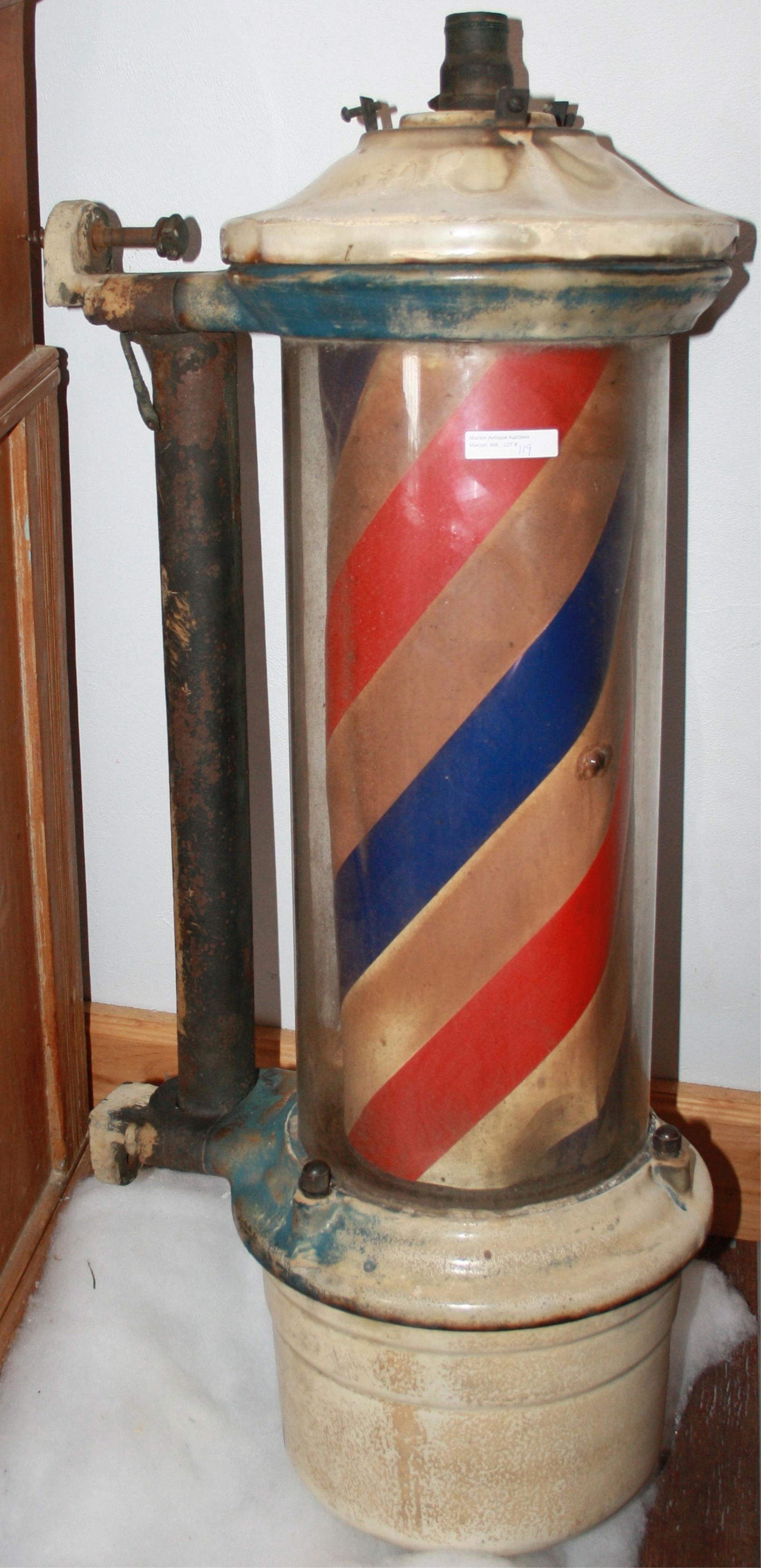 EARLY 20TH CENTURY HANGING METAL PAINTED BARBER (1 of 4)