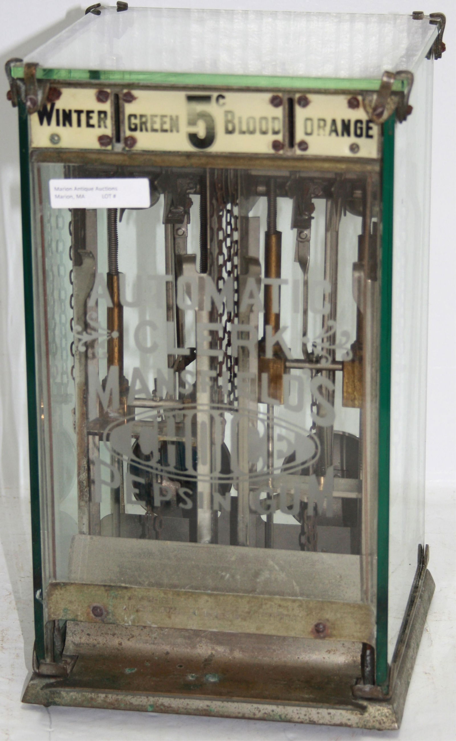 MANSFIELD AUTOMATIC CLERK PEPSIN GUM VENDOR, (1 of 5)