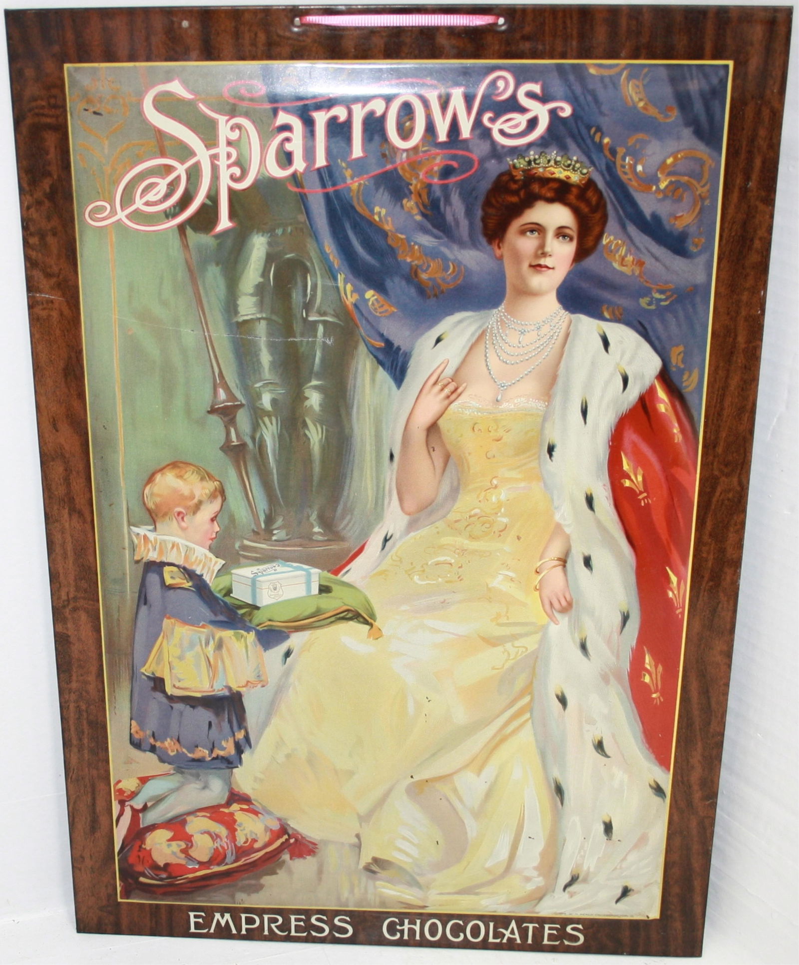 SPARROW'S EMPRESS CHOCOLATES TIN LITHOGRAPH SIGN. (1 of 4)