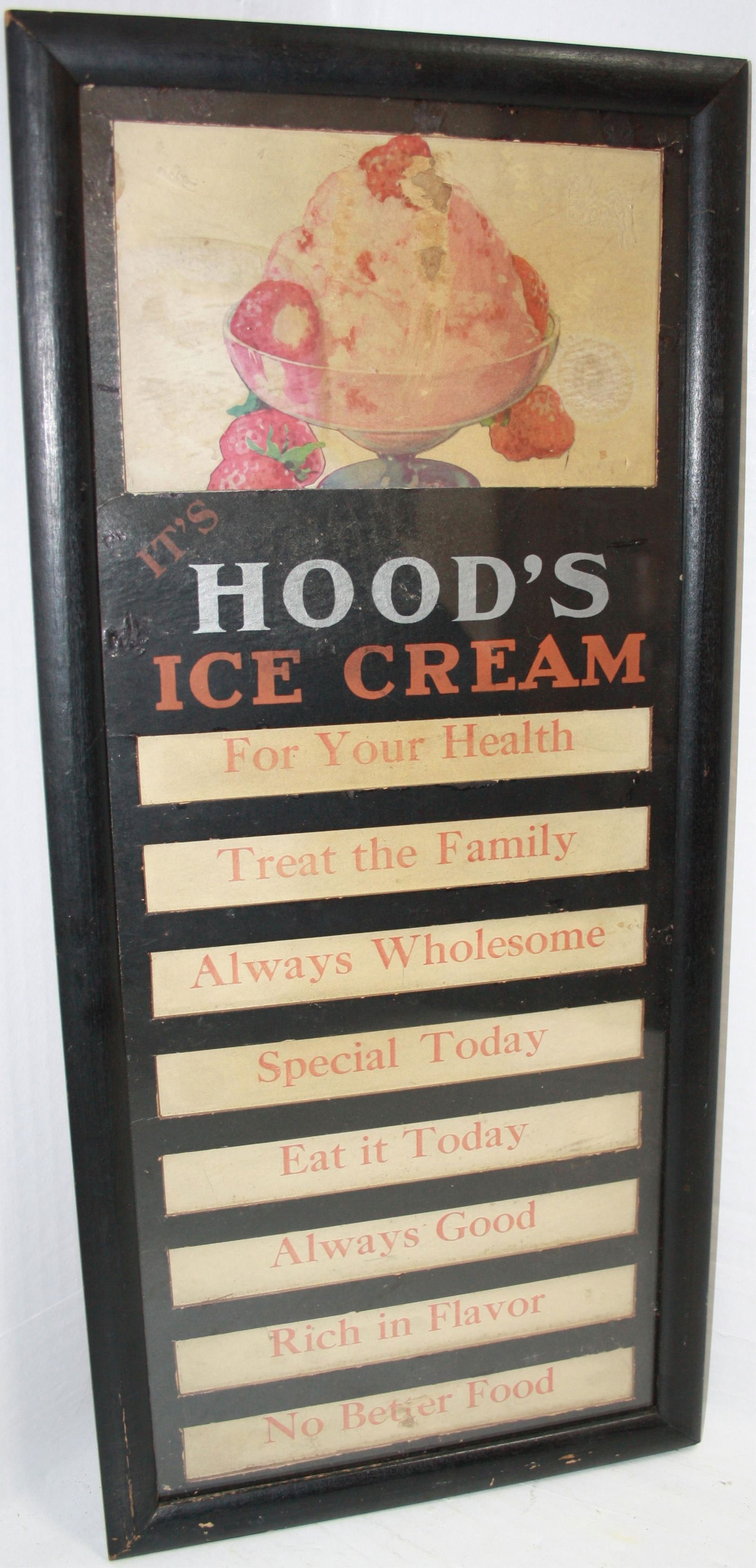 HOOD'S ICE CREAM SIGN "ITS HOOD'S ICE CREAM". (1 of 4)