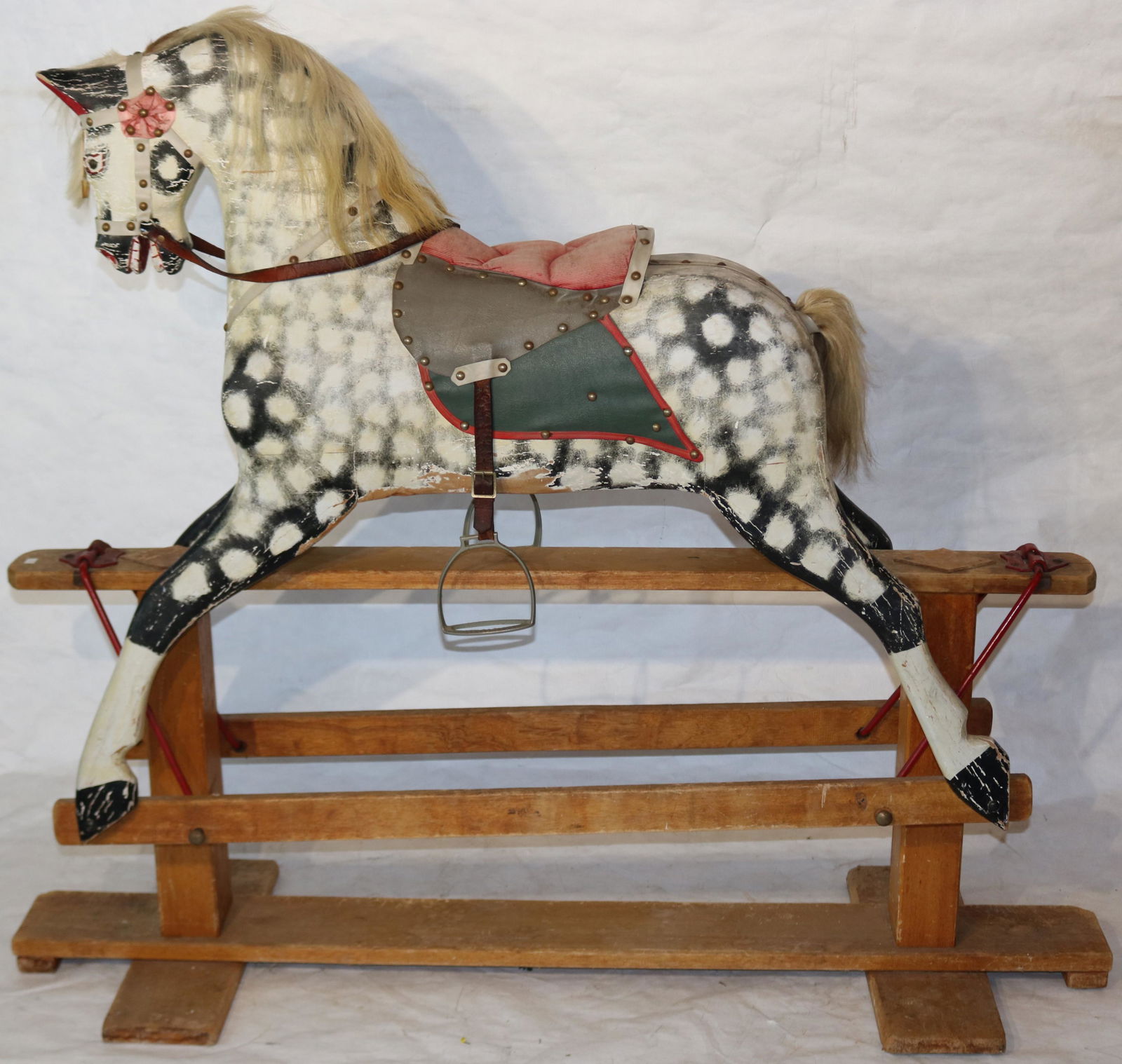 EARLY 20TH C ANTIQUE CARVED AND PAINTED DAPPLED (1 of 4)