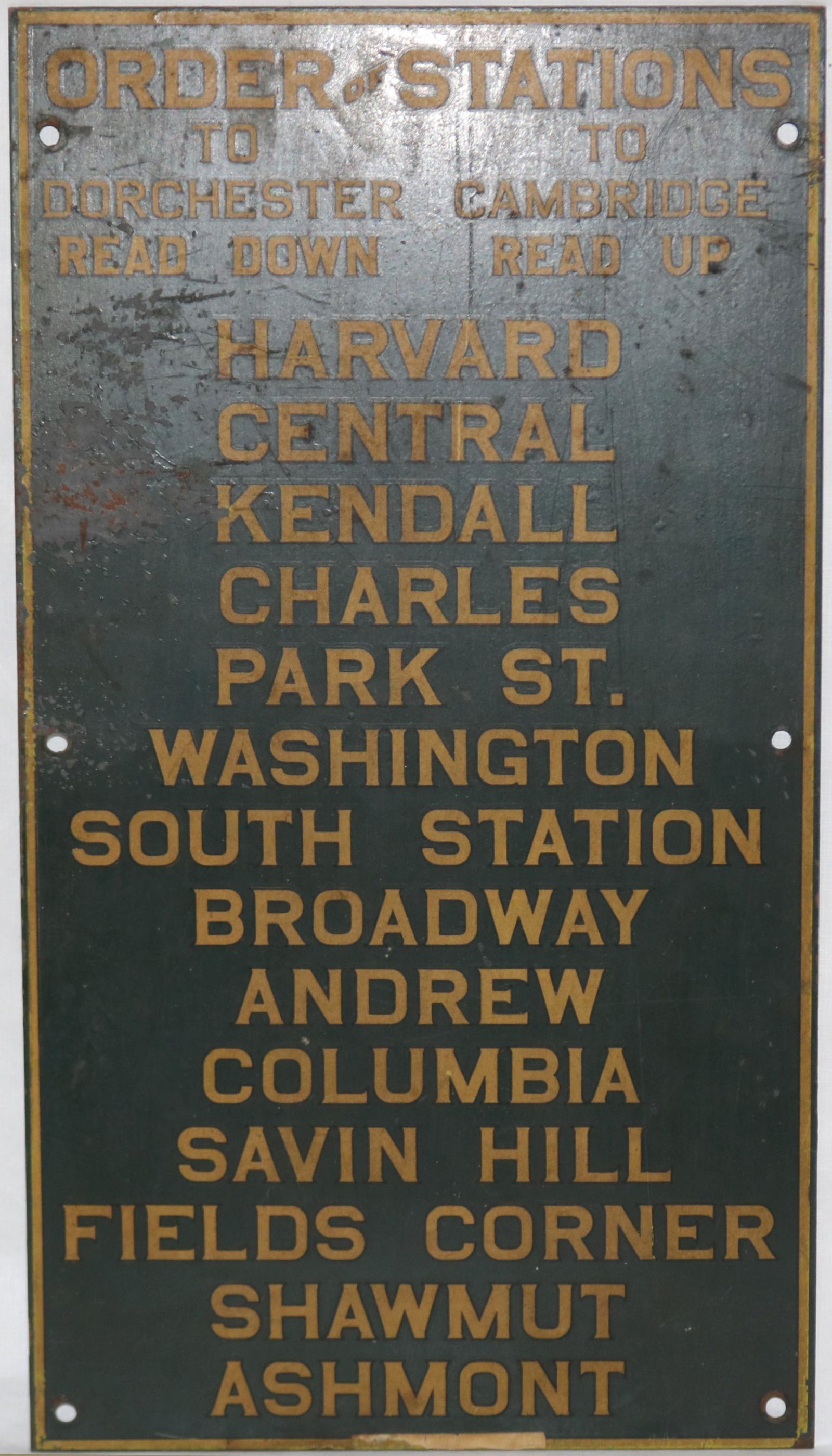 EARLY 20TH CENTURY METAL ORDER OF BOSTON STATIONS (1 of 2)