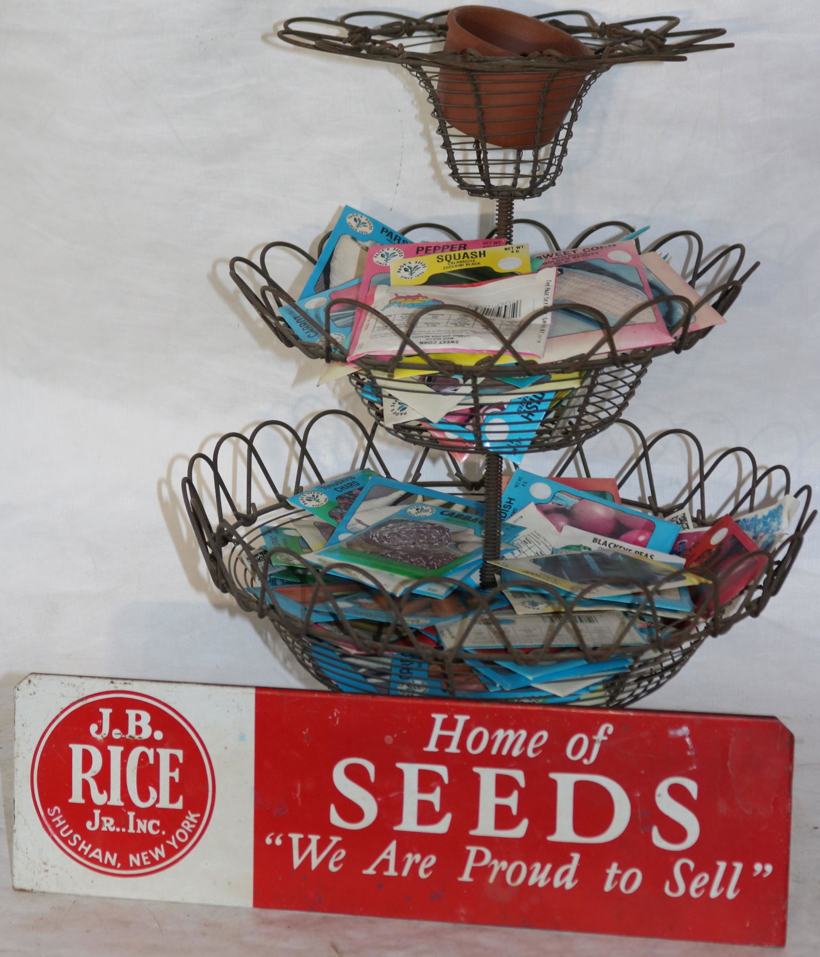 LITHOGRAPHED ADVERTISING TIN SEED SIGN "HOME OF (1 of 1)