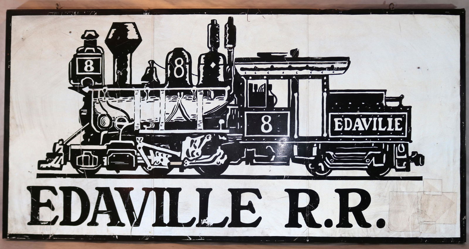 TIN "EDAVILLE R.R." RAILROAD SIGN WITH WOODEN (1 of 1)