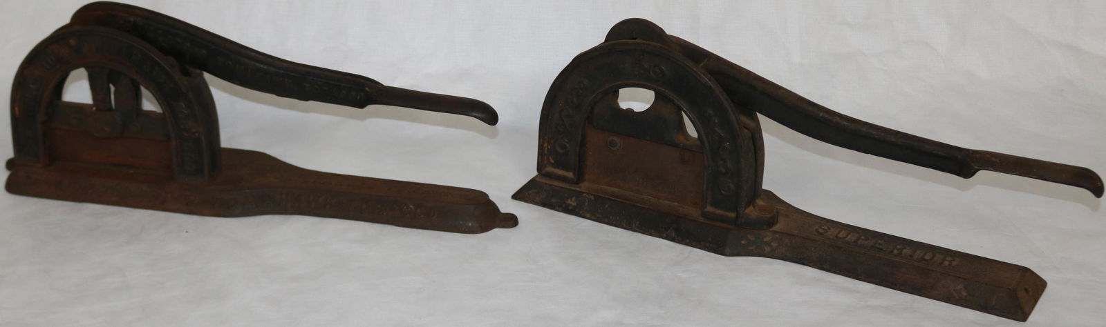 2 LATE 19TH C. CAST IRON TOBACCO CUTTERS ONE (1 of 4)