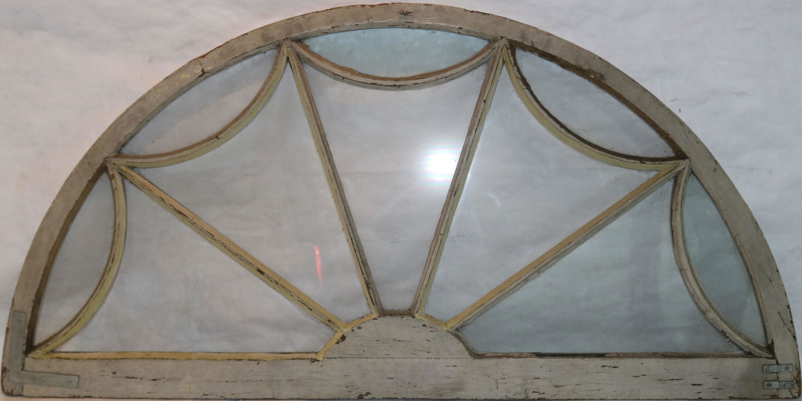 EARLY 20TH CENTURY LUNETTE WINDOW, WOODEN FRAME (1 of 2)