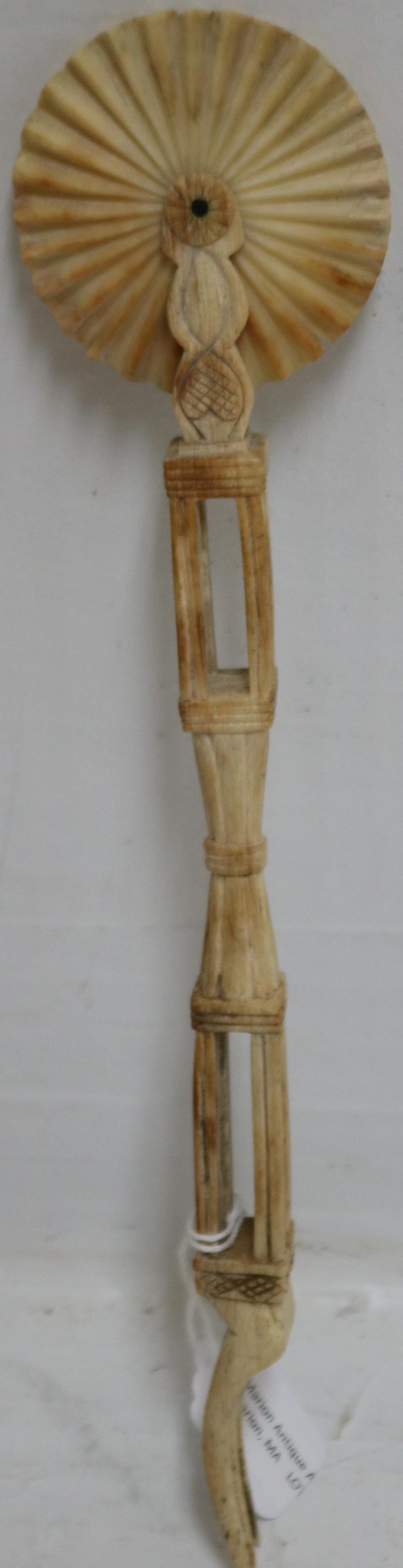 19TH CENTURY WHALEBONE PIE CRIMPER WITH HEART: MOTIF. 9 1/2" LONG. EXCELLENT CONDITION.