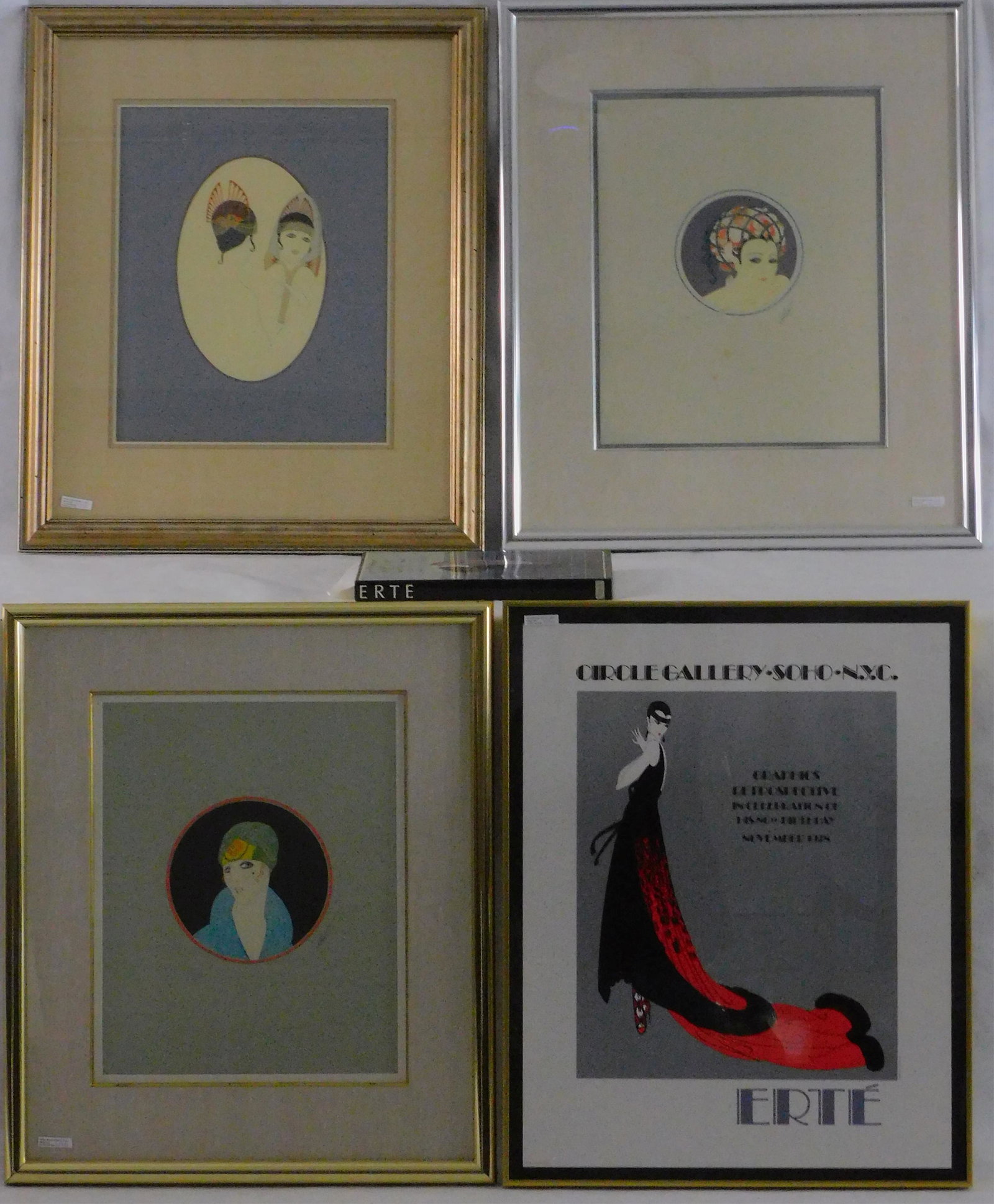 Romain "Erte" de Tirtoff (1892-1990, Russia,: France) framed and glazed suite of three large colored lithographs to include: "The Mirror", "Yellow Turban", and "Rose Turban", all 3/300. Sight size 19 1/4" x 15 1/2", overall 30 1/4" to 32" x 27 1/