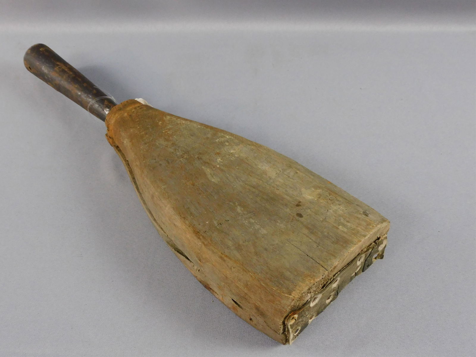 Macy whaling spade with hand carved wooden: sheath. Signed Macy Cast Steel. 17 1/2" long, 4 1/2" wide. Good original condition. Provenance: Nina Hellman Marine Antiques, Nantucket.
