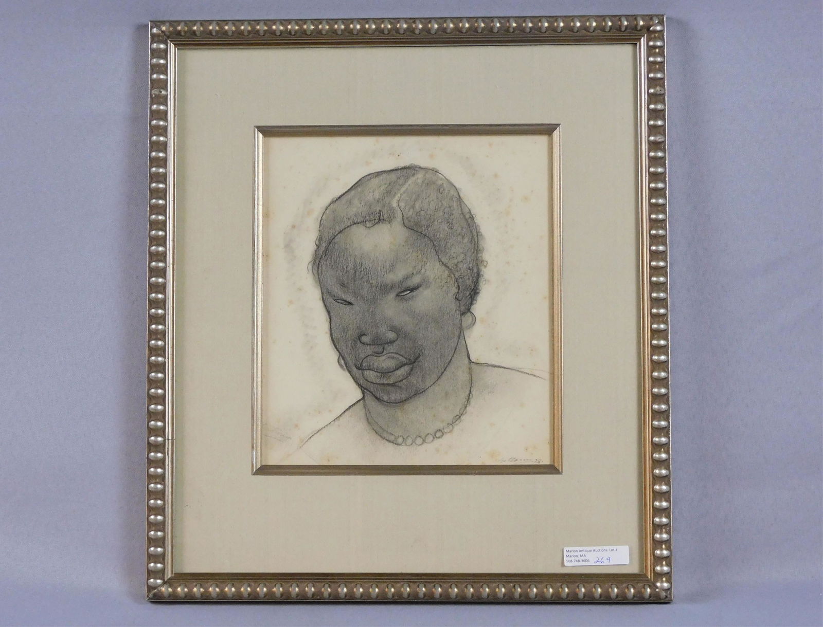 Antonio Gattorno (1904-1980, Cuba, New York,: Massachusetts) graphite drawing, portrait of a Cuban woman. Signed lower right, Gattorno, â€˜28. Gattorno was part of the first generation of modern Cuban artists along with Wilfredo Lam, Victor M
