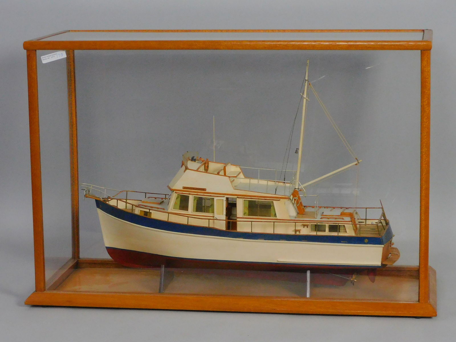 Grand Banks Trawler, the Compromise handmade: wooden ship model in fitted custom case. Made by John D Young. Compromise, a Grand Banks 42' Trawler was owned by Mr. Young and his wife, Betty. She was built in 1972, the last year that the company m